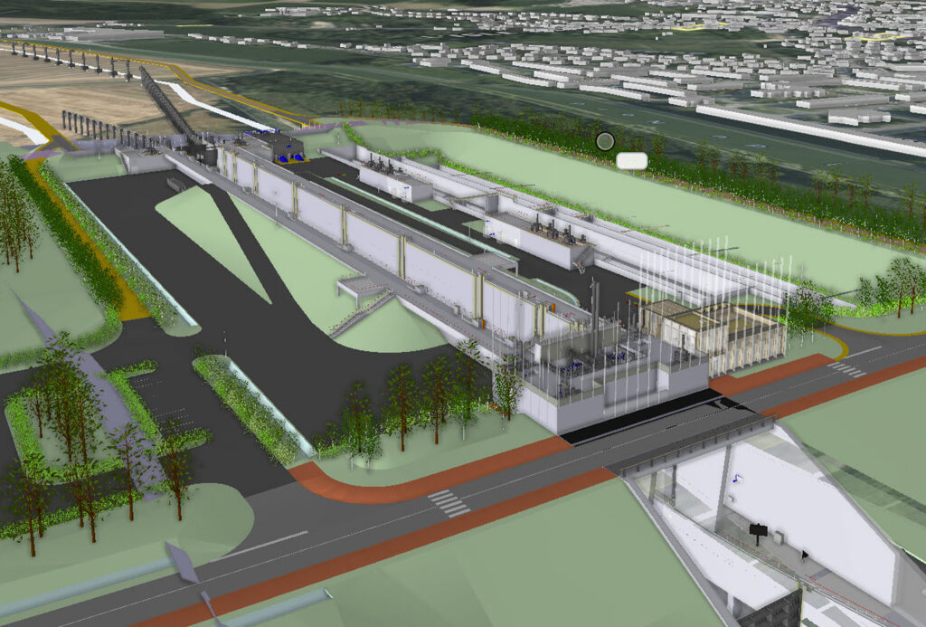 A detailed 3D digital model of a large-scale infrastructure facility, representing the types of projects showcased at the event.