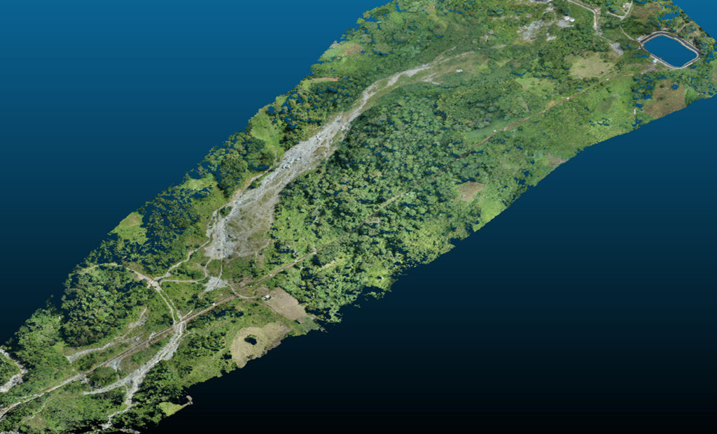 A detailed reality mesh of a large, vegetated land area for a renewable energy project, a finalist project by Aboitiz Renewables, Inc.