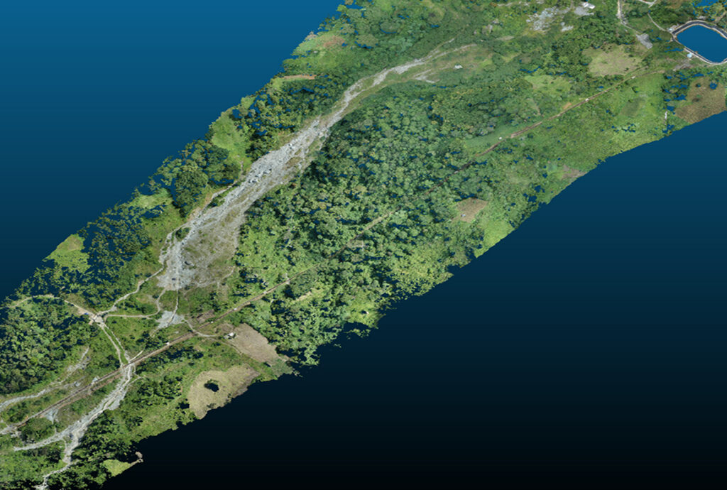 A detailed reality mesh of a large, vegetated land area for a renewable energy project, a finalist project by Aboitiz Renewables, Inc.